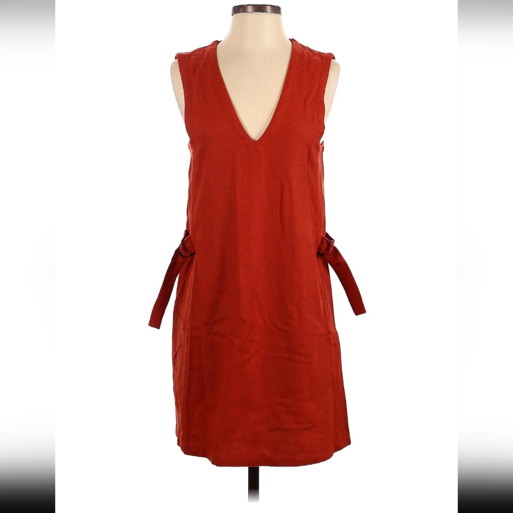 Kate Spade Saturday V Neck Bilateral Bows Size S 45% Wool Red Boho Dress - Picture 1 of 10